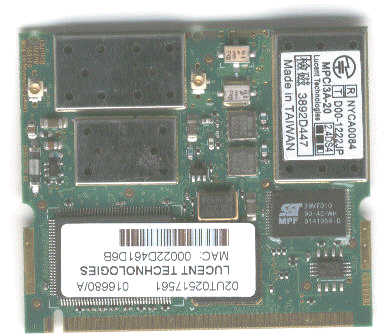 GATEWAY SOLO 1200 MINI PCI WIRELESS CARD gif